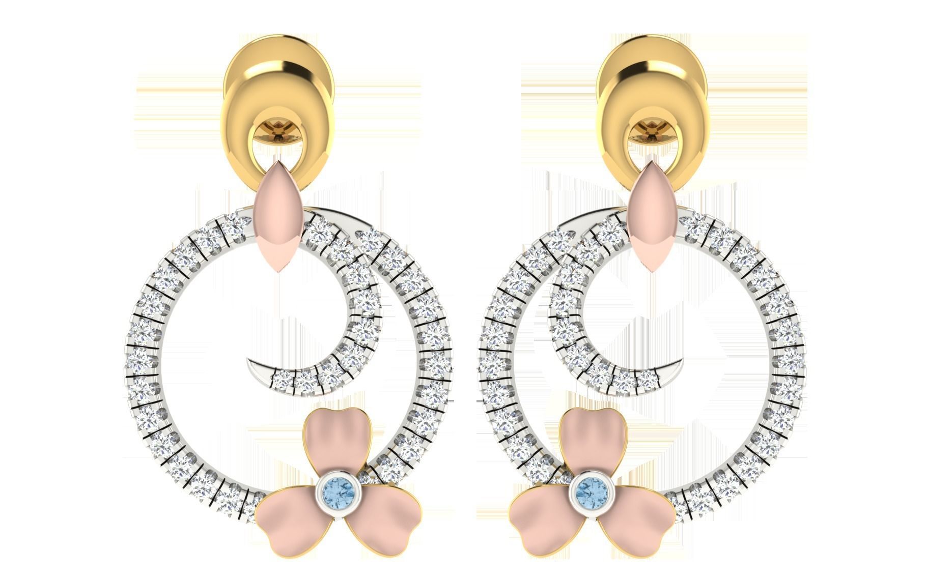 Women Pendant Earring Sets 3dm STL OBJ FBX Renders Details 3D print model_4