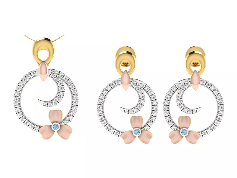 Women Pendant Earring Sets 3dm STL OBJ FBX Renders Details 3D print model_0