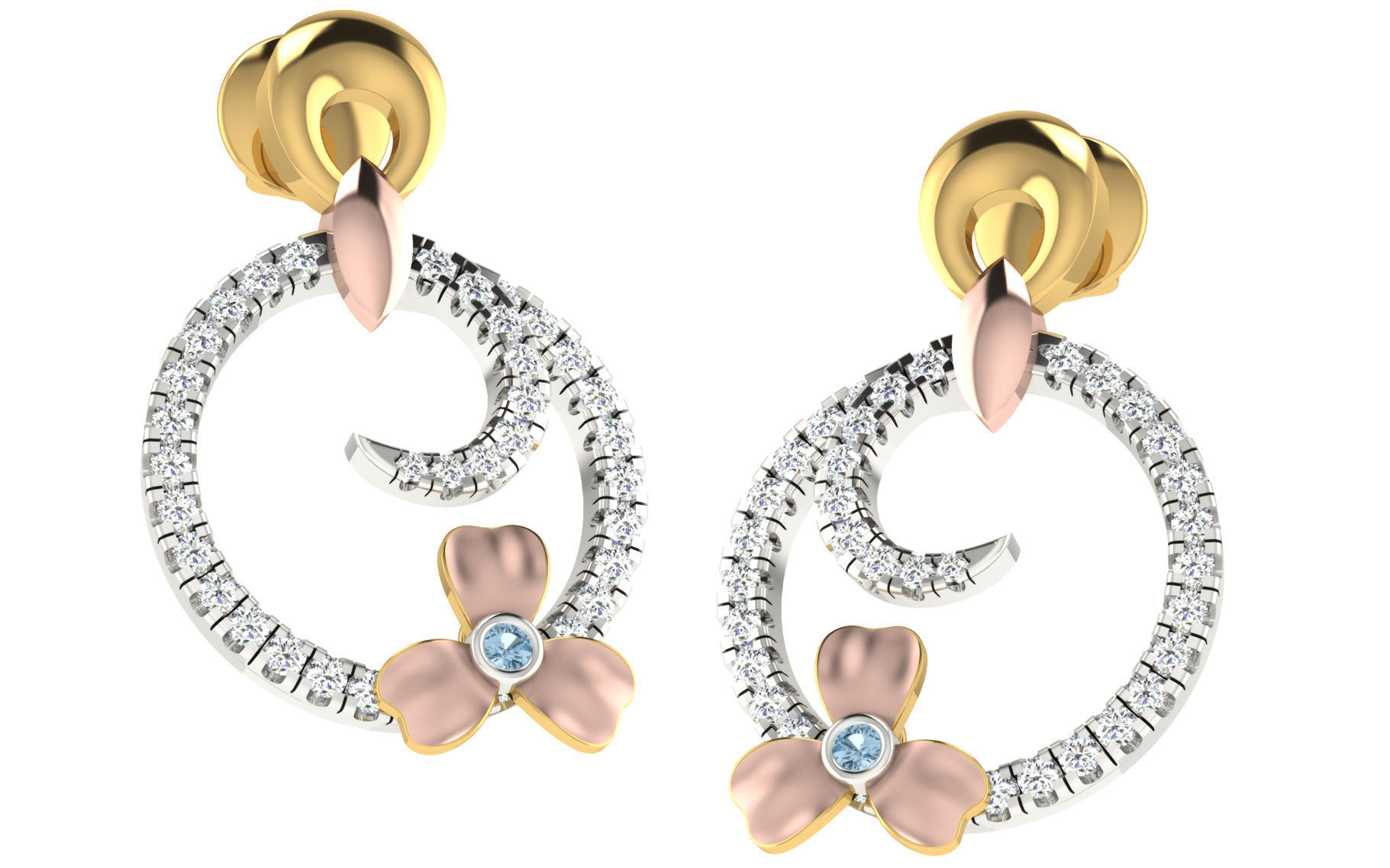 Women Pendant Earring Sets 3dm STL OBJ FBX Renders Details 3D print model_1