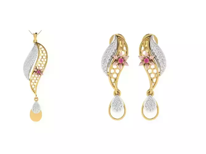Women Pendant Earring Sets 3dm STL OBJ FBX Renders Details