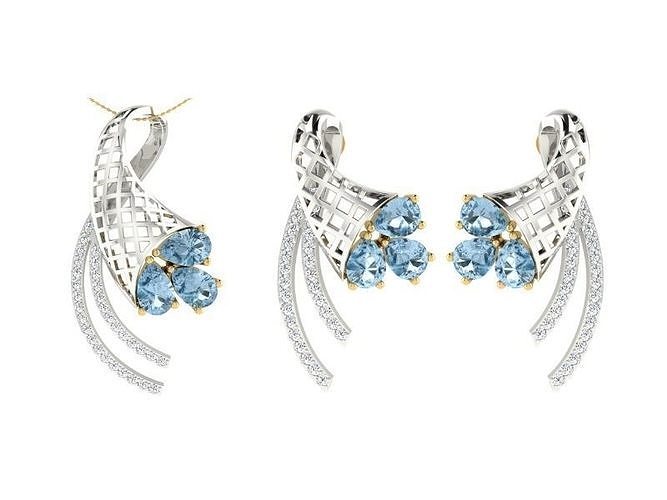 Women Pendant Earring Sets 3dm STL OBJ FBX Renders Details 3D print model