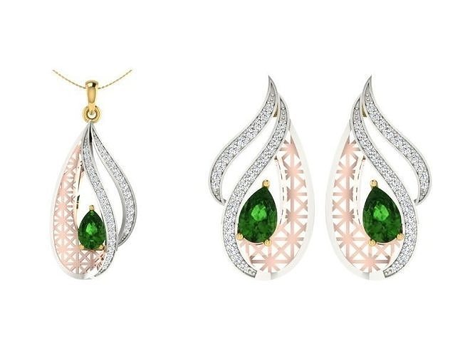 Women Pendant Earring Sets 3dm STL OBJ FBX Renders Details 3D print model