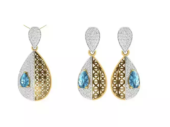 Women Pendant Earring Sets 3dm STL OBJ FBX Renders Details