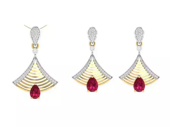 Women Pendant Earring Sets 3dm STL OBJ FBX Renders Details