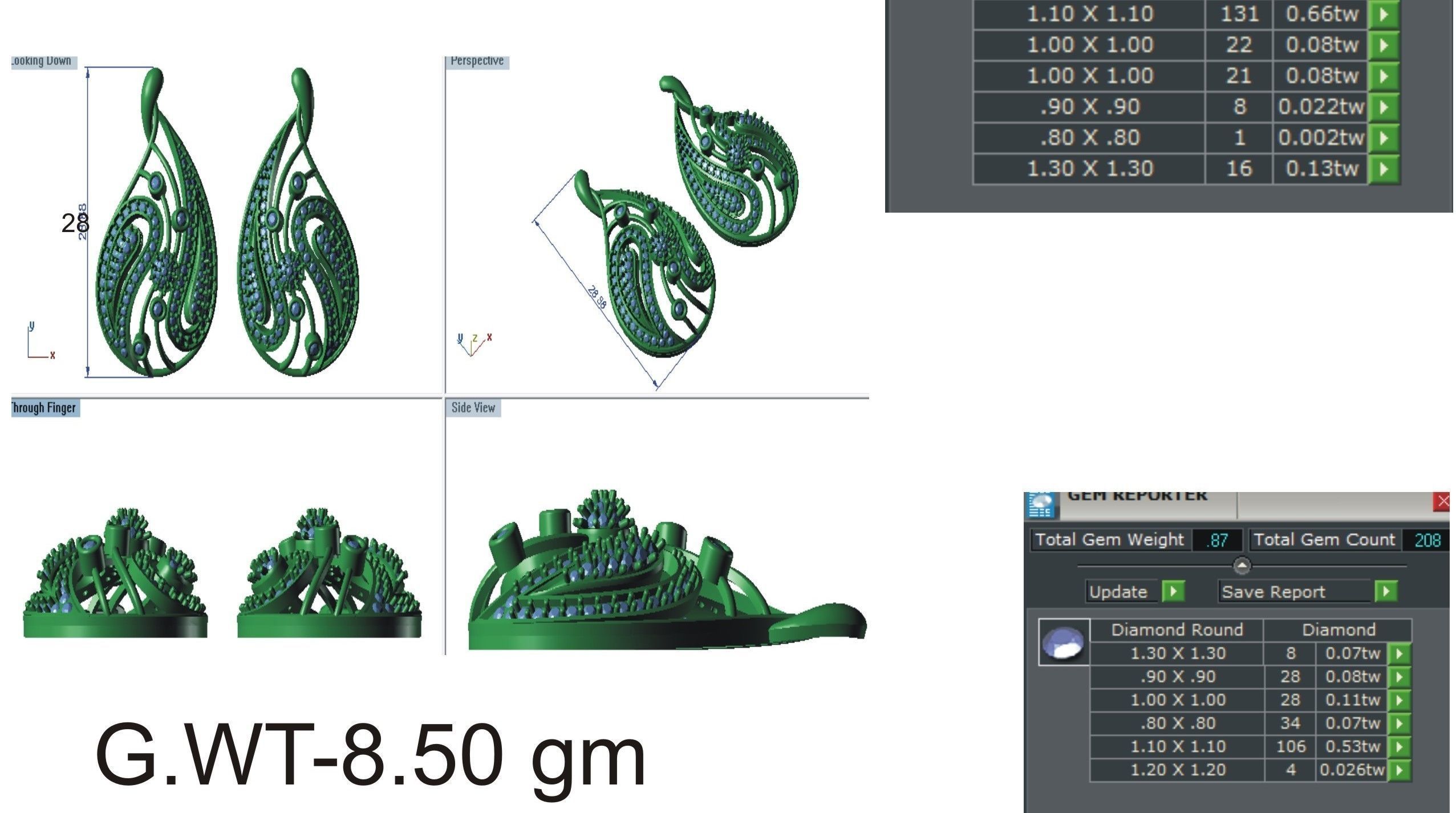 Women Pendant Earring Sets 3dm STL OBJ FBX Renders Details 3D print model_22