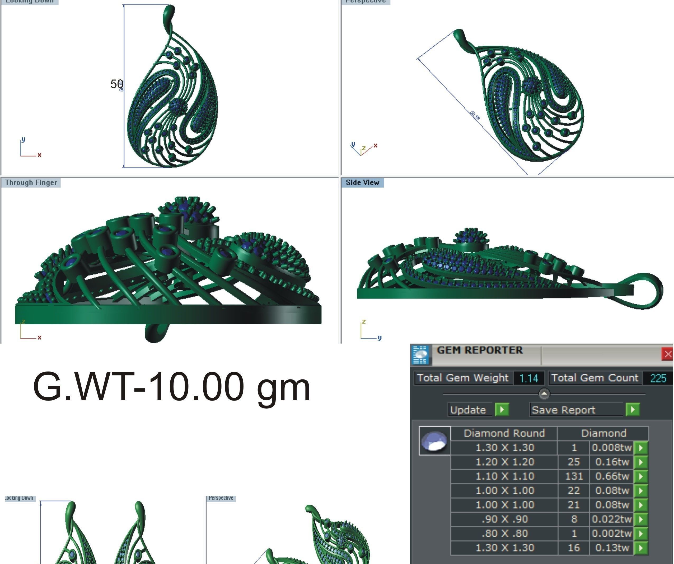 Women Pendant Earring Sets 3dm STL OBJ FBX Renders Details 3D print model_21