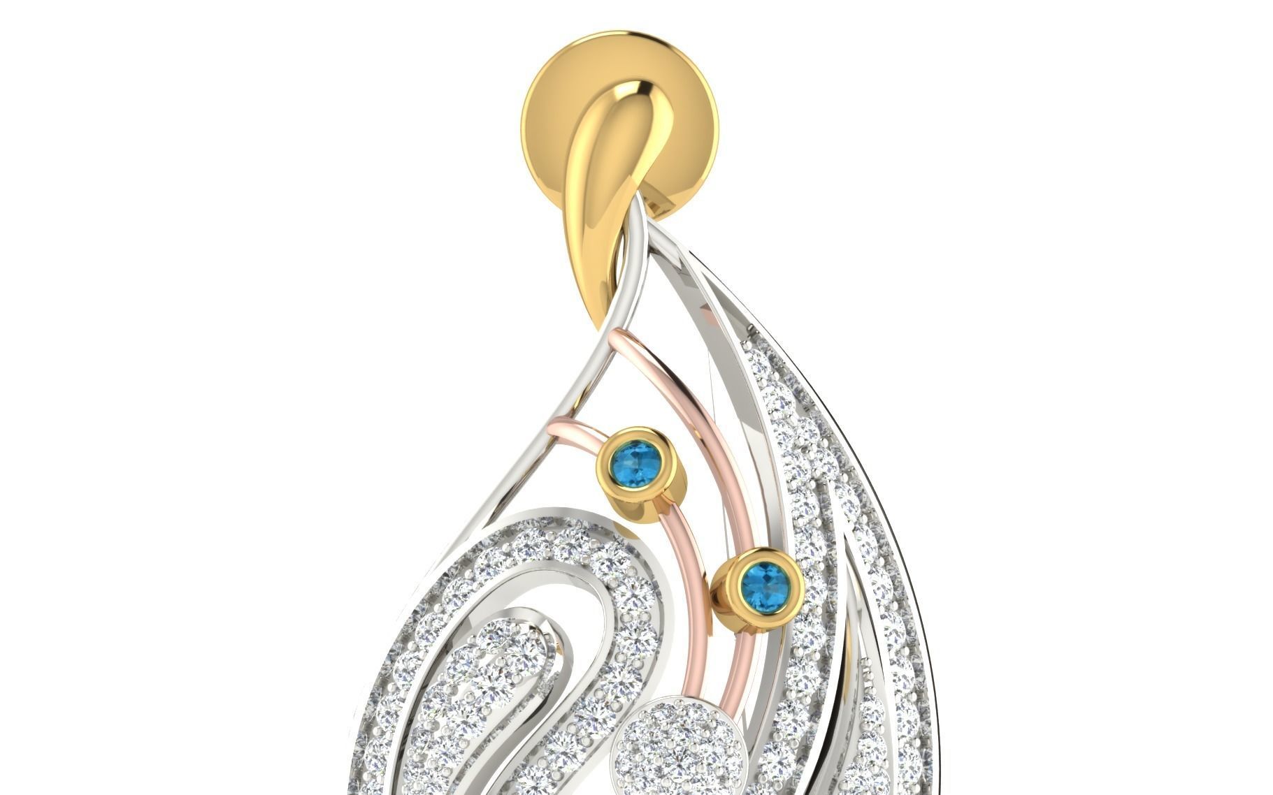 Women Pendant Earring Sets 3dm STL OBJ FBX Renders Details 3D print model_27