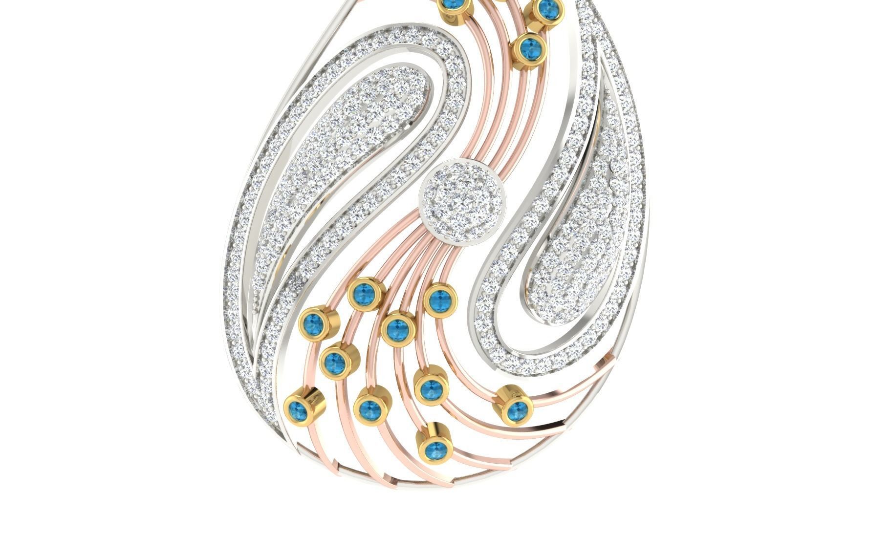 Women Pendant Earring Sets 3dm STL OBJ FBX Renders Details 3D print model_25