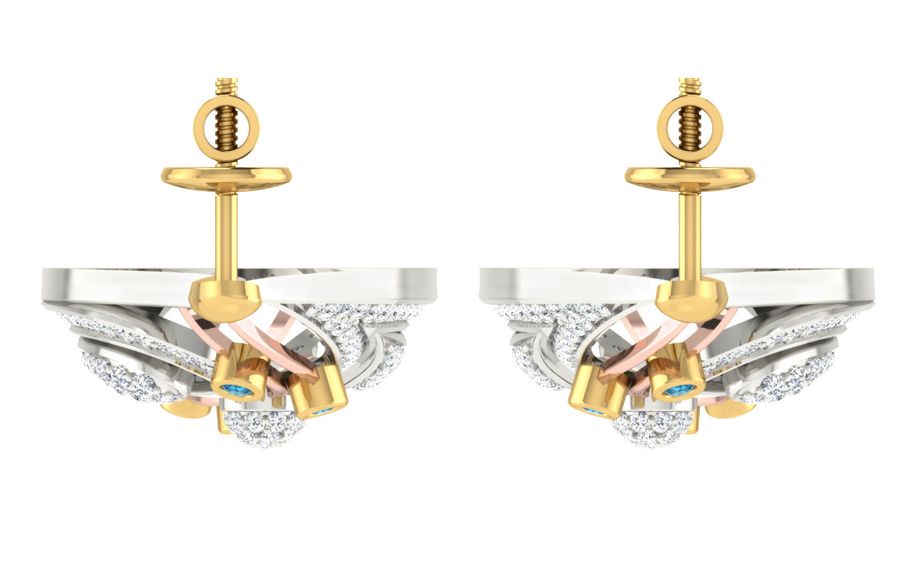 Women Pendant Earring Sets 3dm STL OBJ FBX Renders Details 3D print model_7