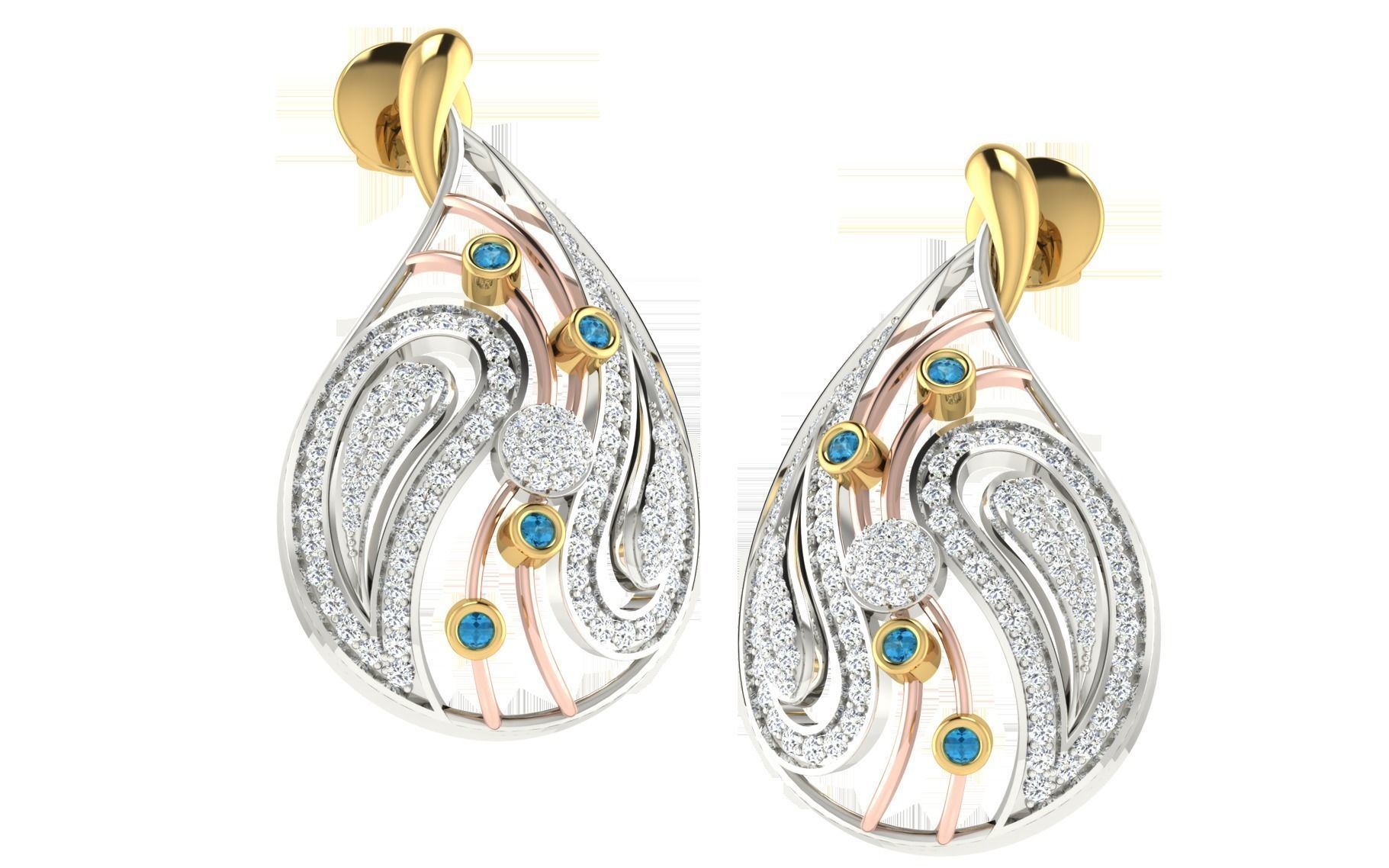 Women Pendant Earring Sets 3dm STL OBJ FBX Renders Details 3D print model_2