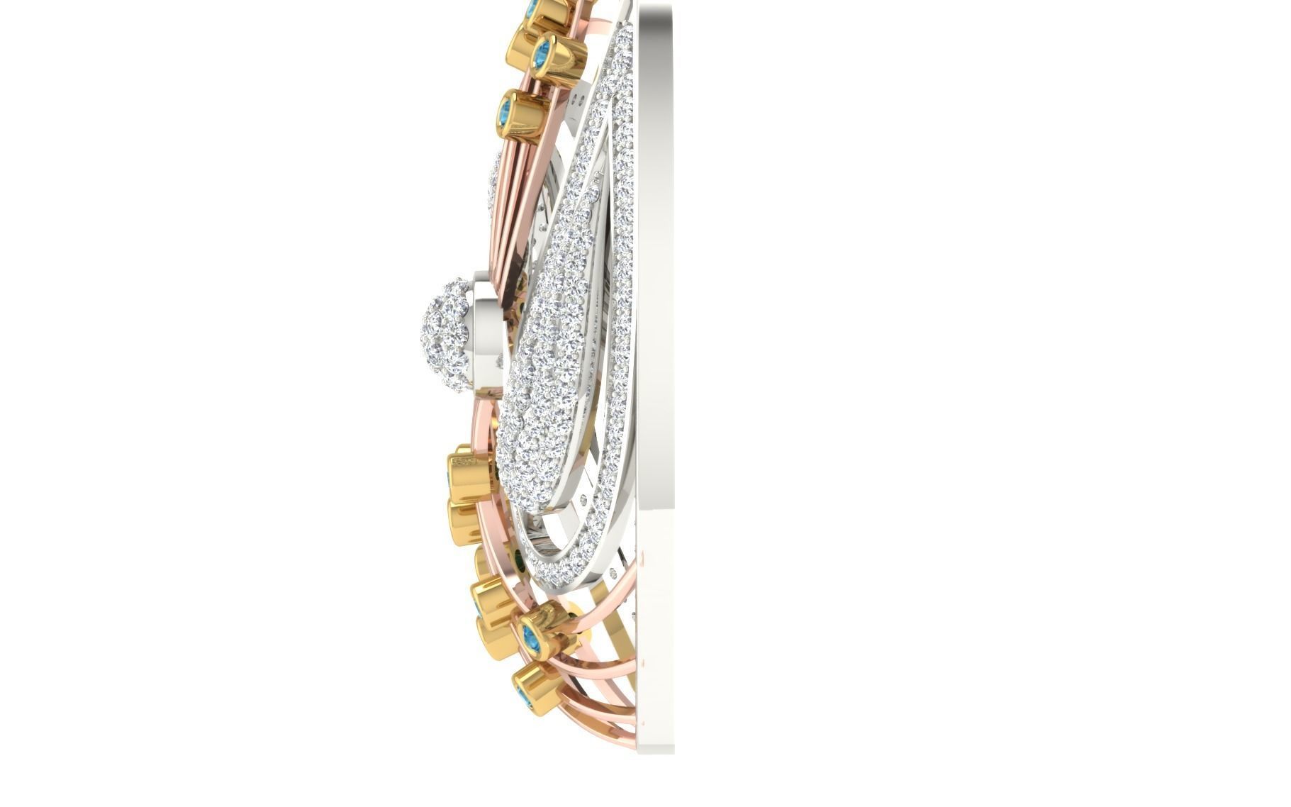 Women Pendant Earring Sets 3dm STL OBJ FBX Renders Details 3D print model_29