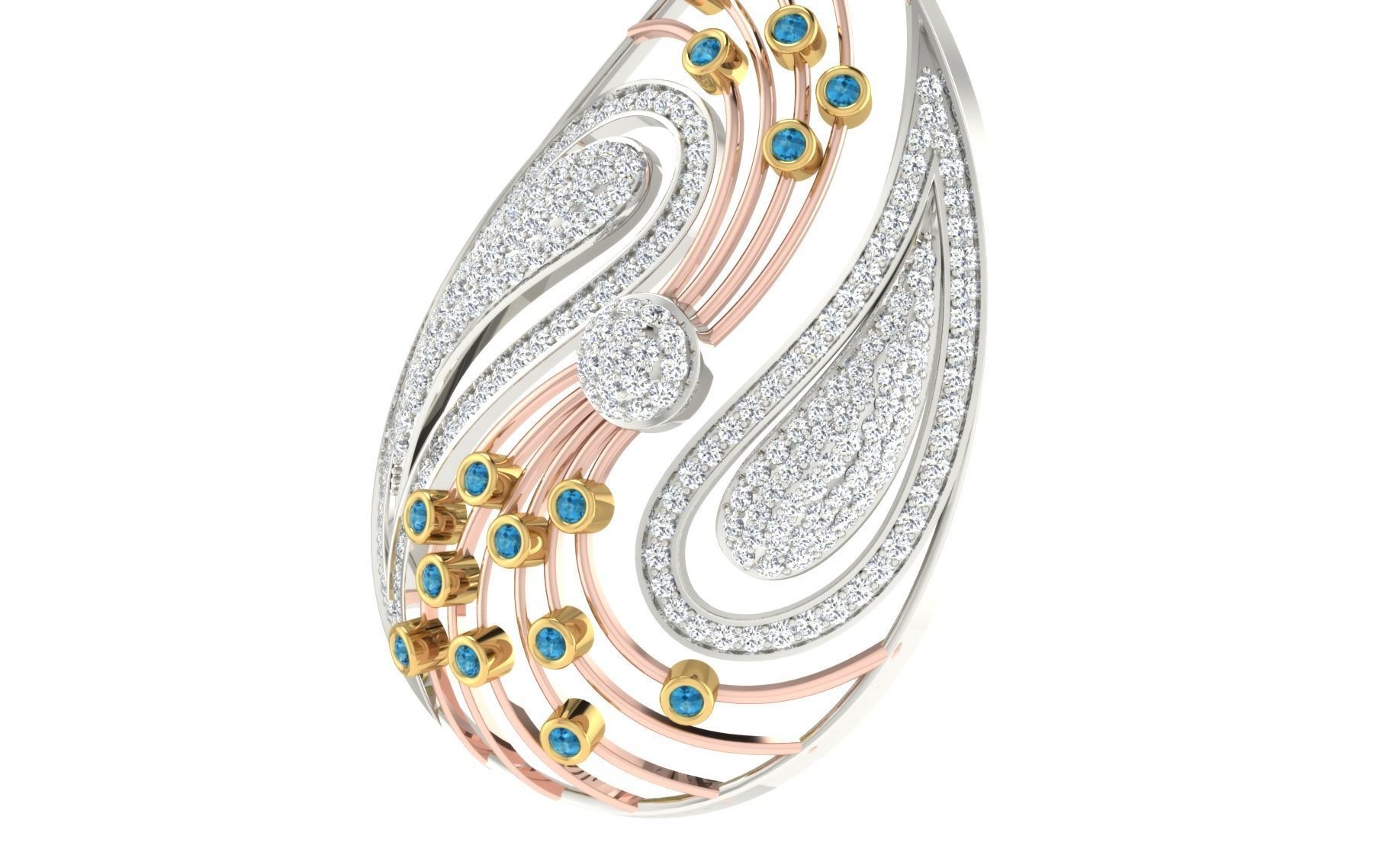 Women Pendant Earring Sets 3dm STL OBJ FBX Renders Details 3D print model_18