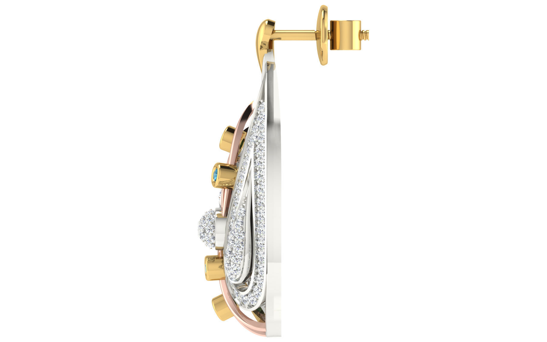 Women Pendant Earring Sets 3dm STL OBJ FBX Renders Details 3D print model_5