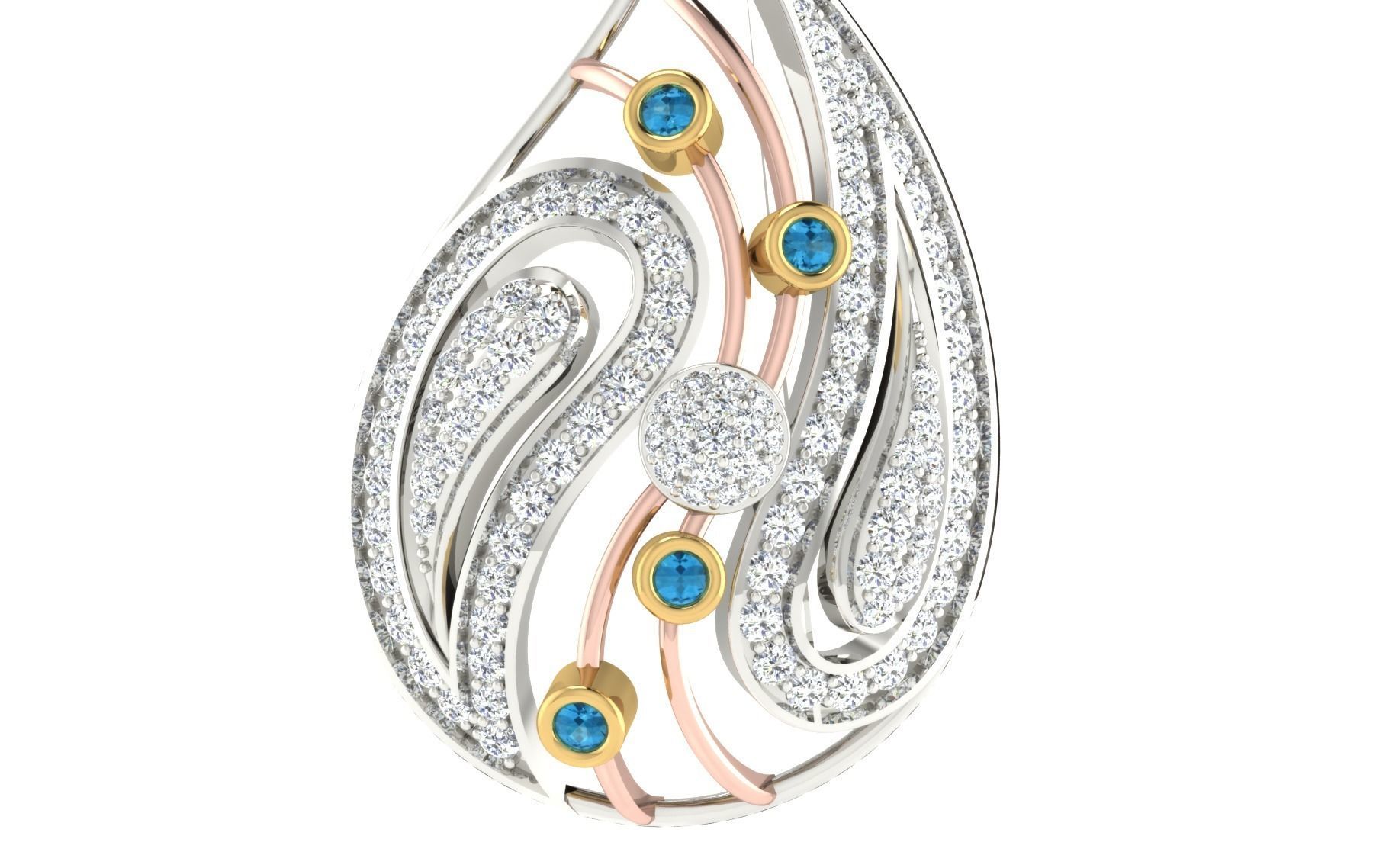 Women Pendant Earring Sets 3dm STL OBJ FBX Renders Details 3D print model_24