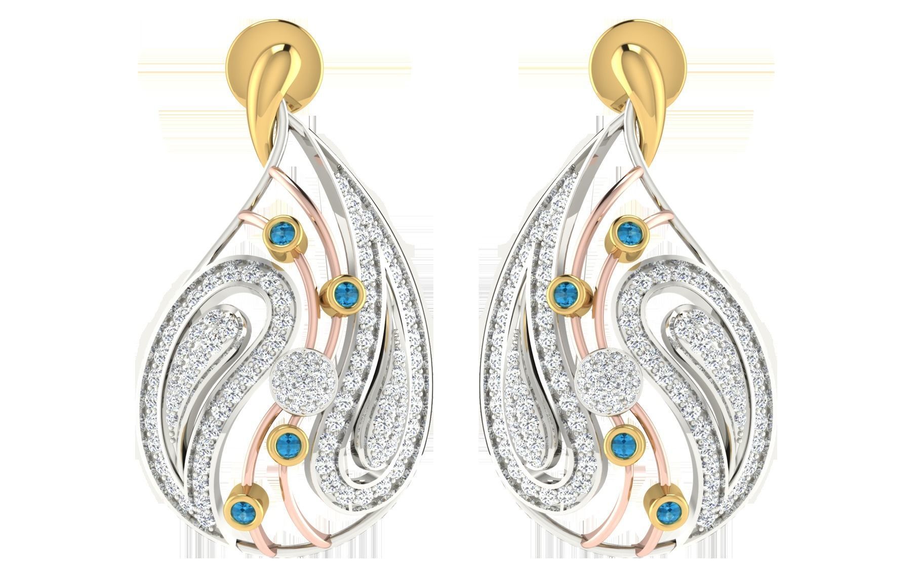 Women Pendant Earring Sets 3dm STL OBJ FBX Renders Details 3D print model_4