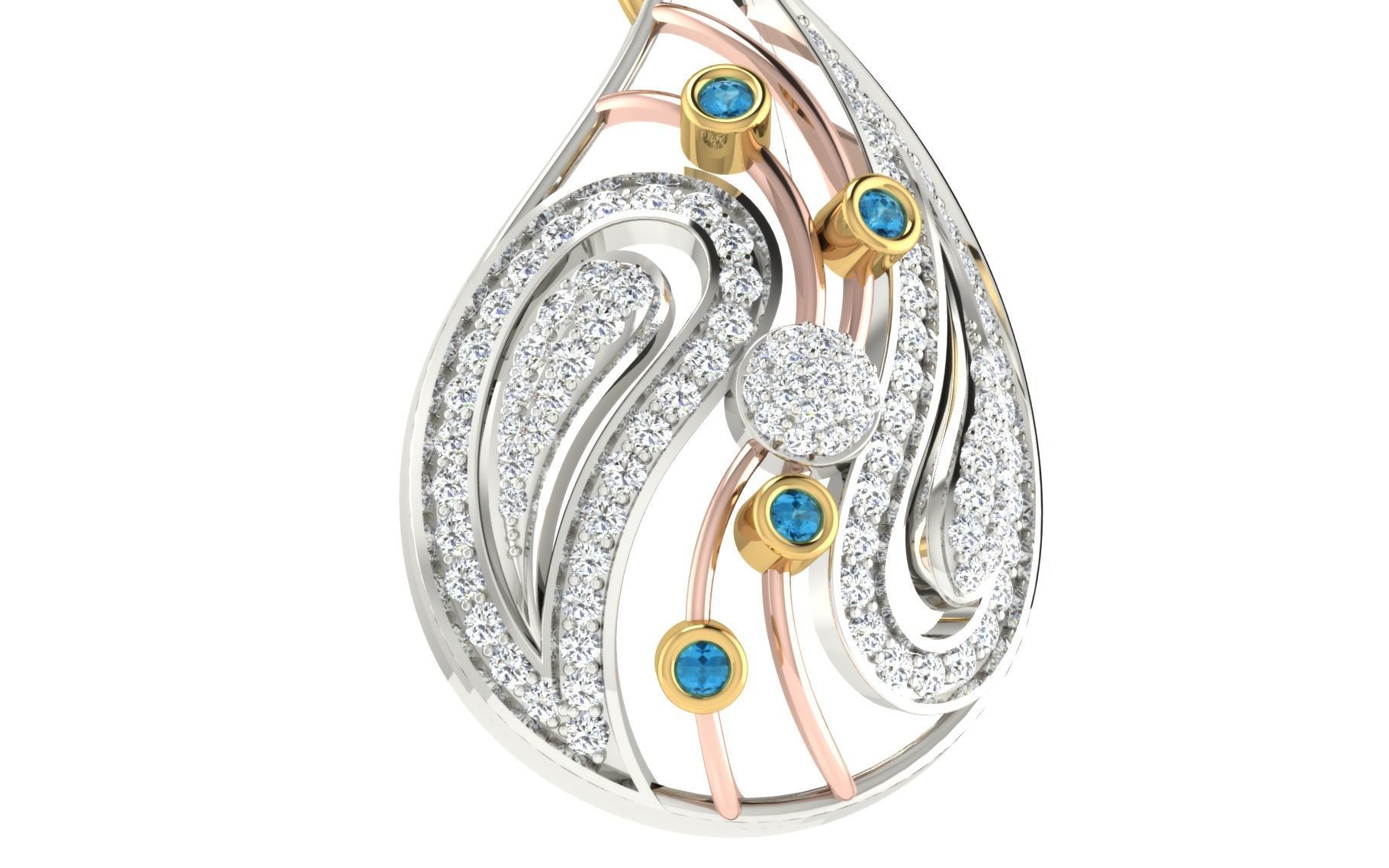 Women Pendant Earring Sets 3dm STL OBJ FBX Renders Details 3D print model_19