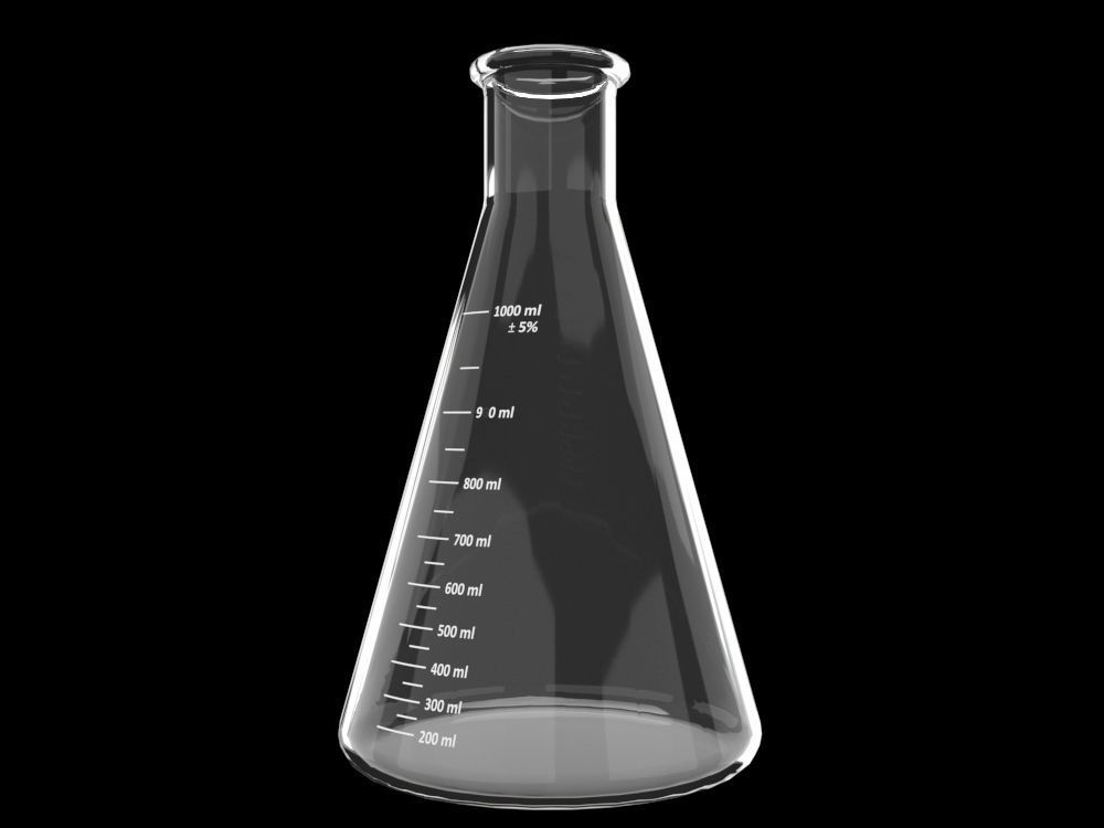 glass erlenmeyer flask conical 3D model_2