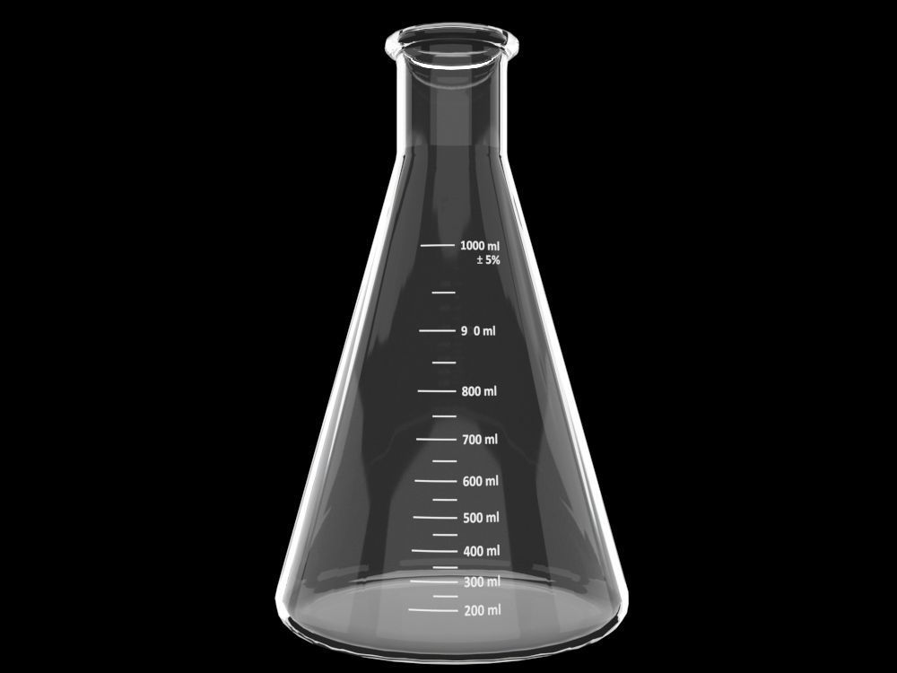 glass erlenmeyer flask conical 3D model_1