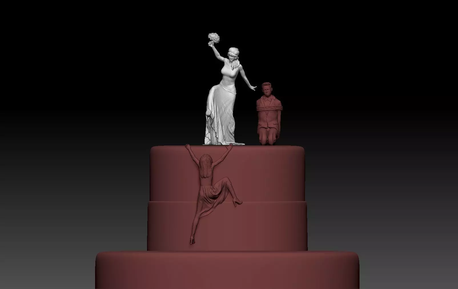 NEW WEDDING BRIDE CAKE 1 3D print model_0