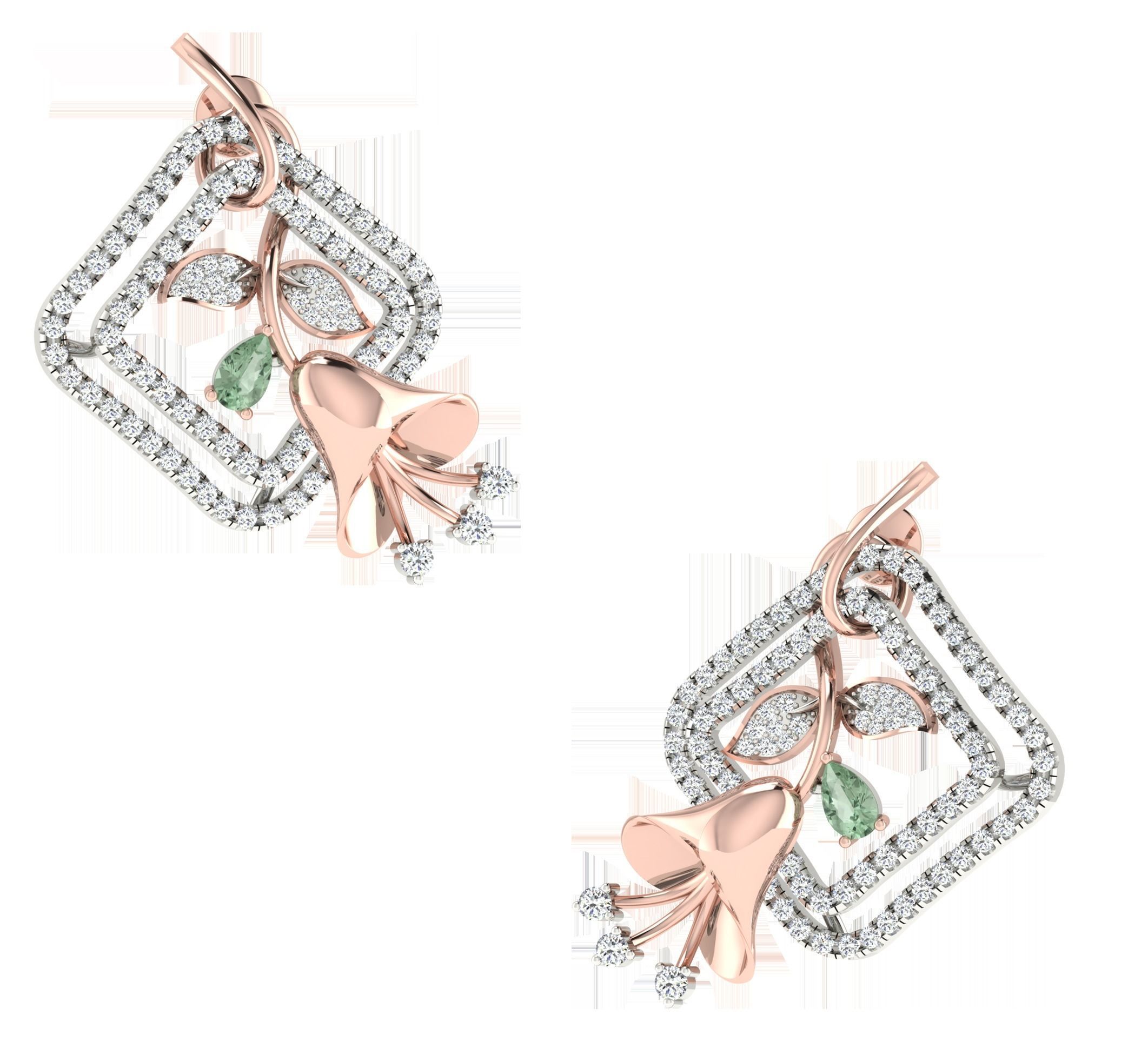 Women Pendant Earring Sets 3dm STL OBJ FBX Renders Details 3D print model_2