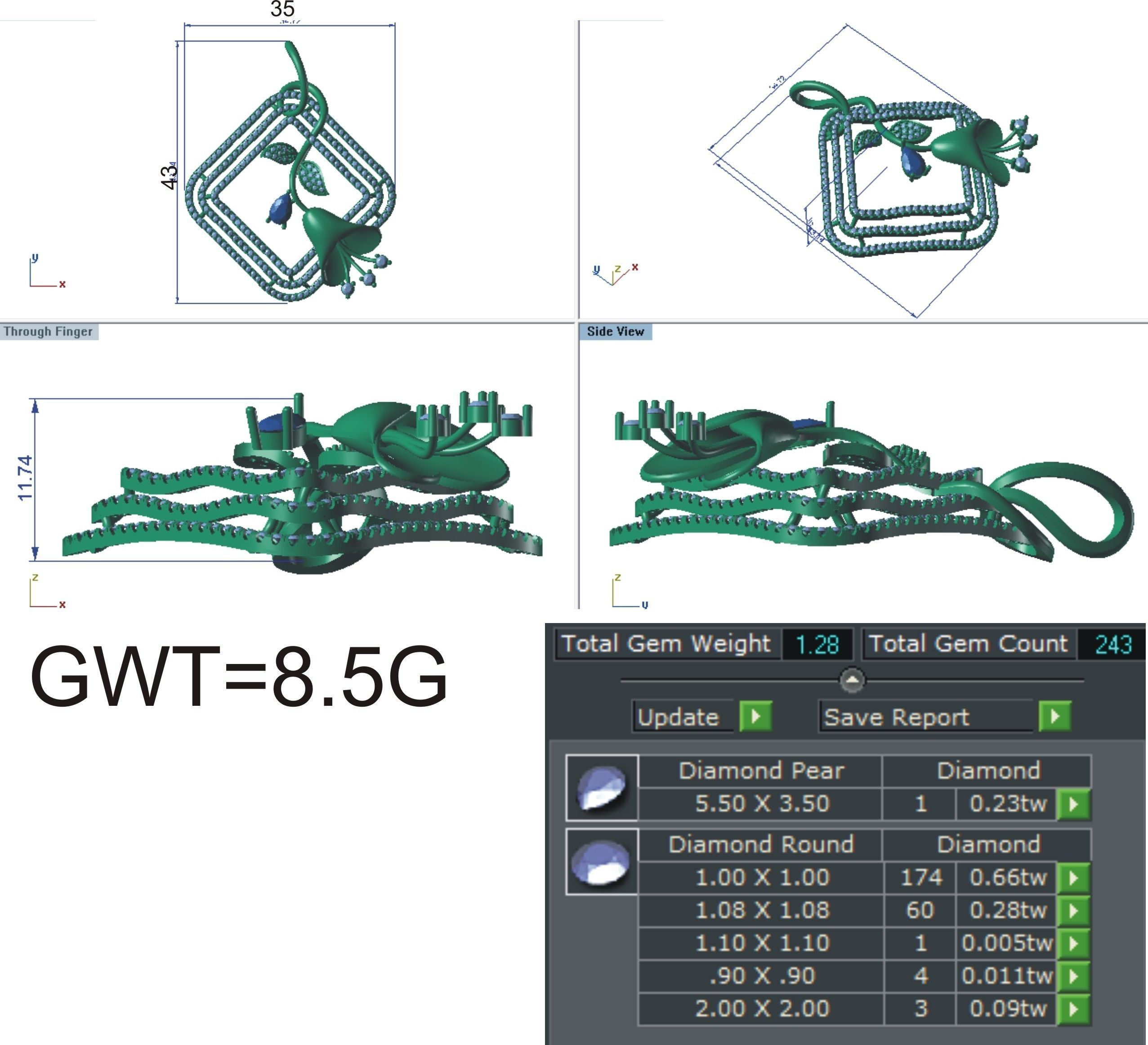 Women Pendant Earring Sets 3dm STL OBJ FBX Renders Details 3D print model_17