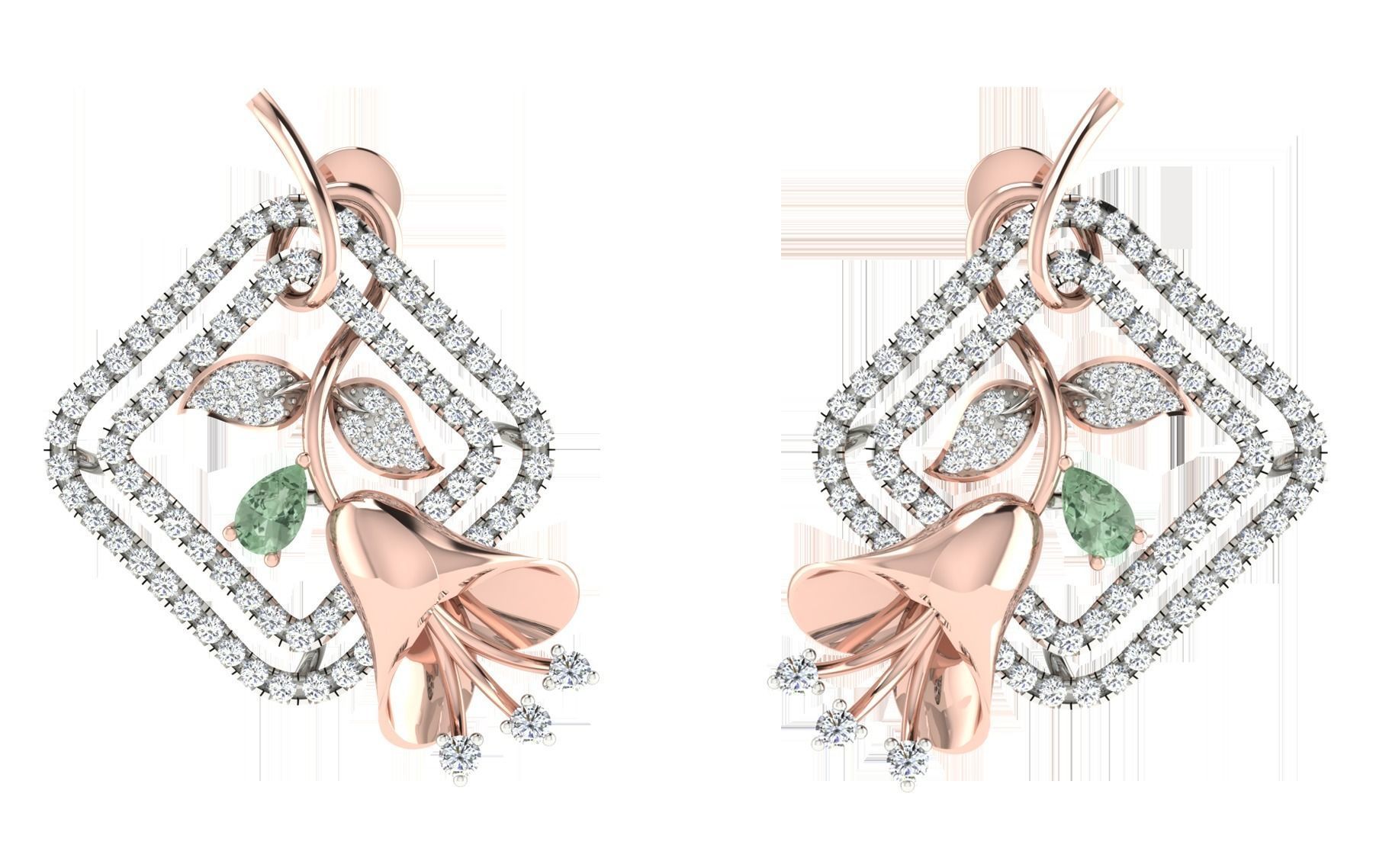 Women Pendant Earring Sets 3dm STL OBJ FBX Renders Details 3D print model_4