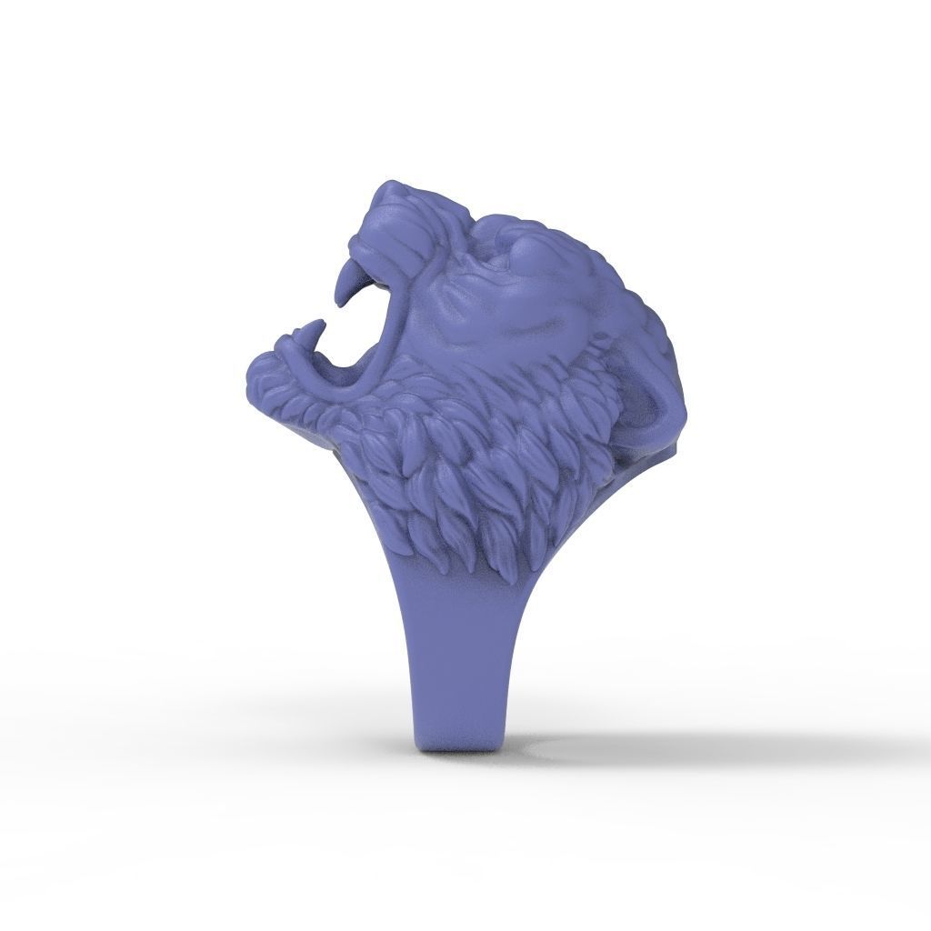 Ring tiger head stl obj 3D print model_13