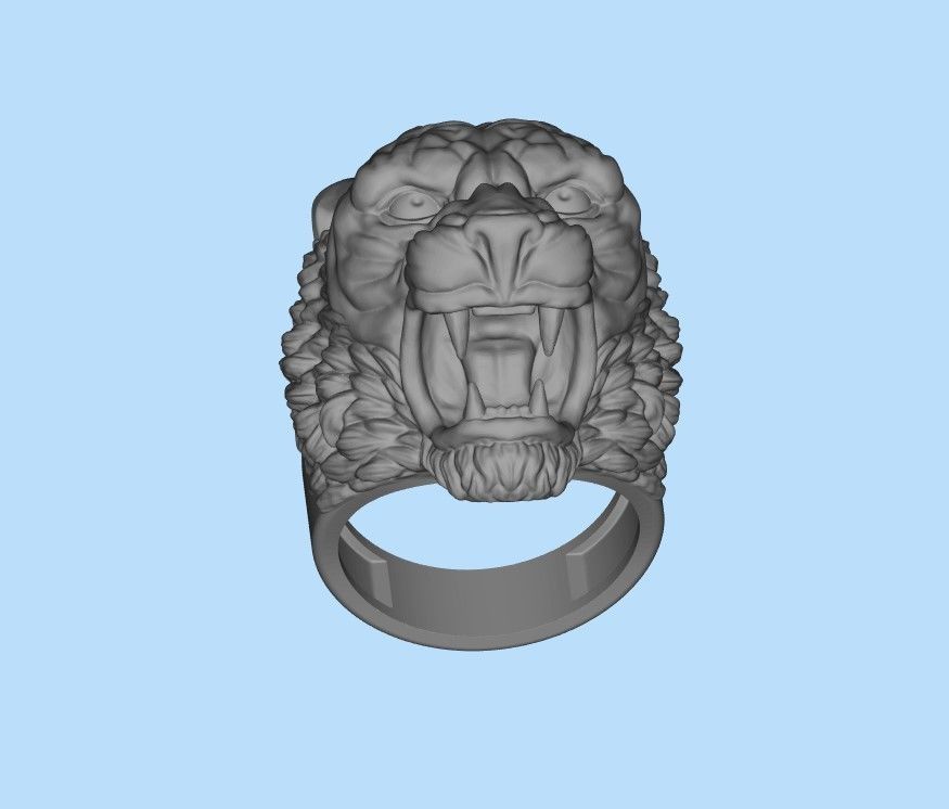 Ring tiger head stl obj 3D print model_25