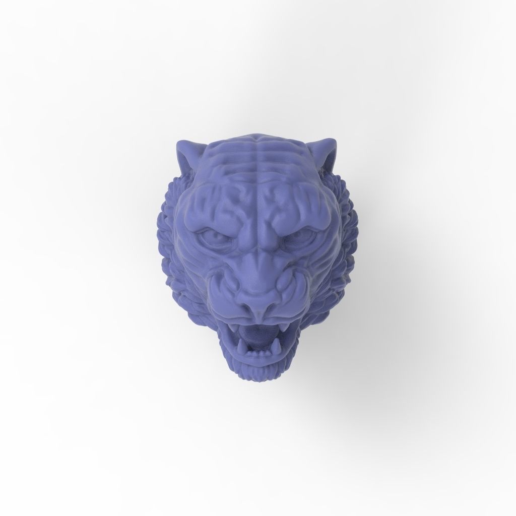 Ring tiger head stl obj 3D print model_19