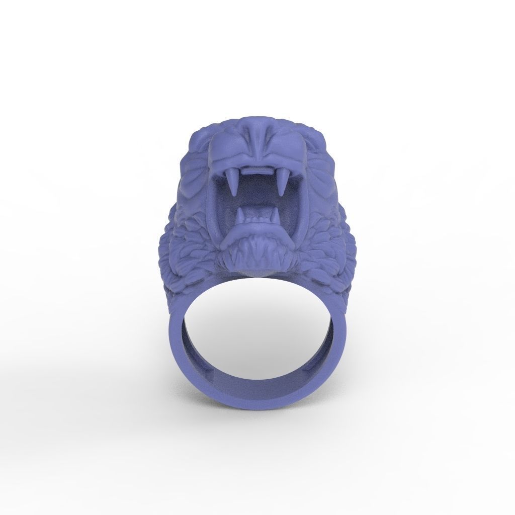 Ring tiger head stl obj 3D print model_11