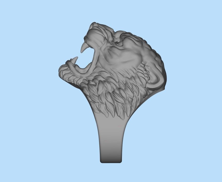 Ring tiger head stl obj 3D print model_21