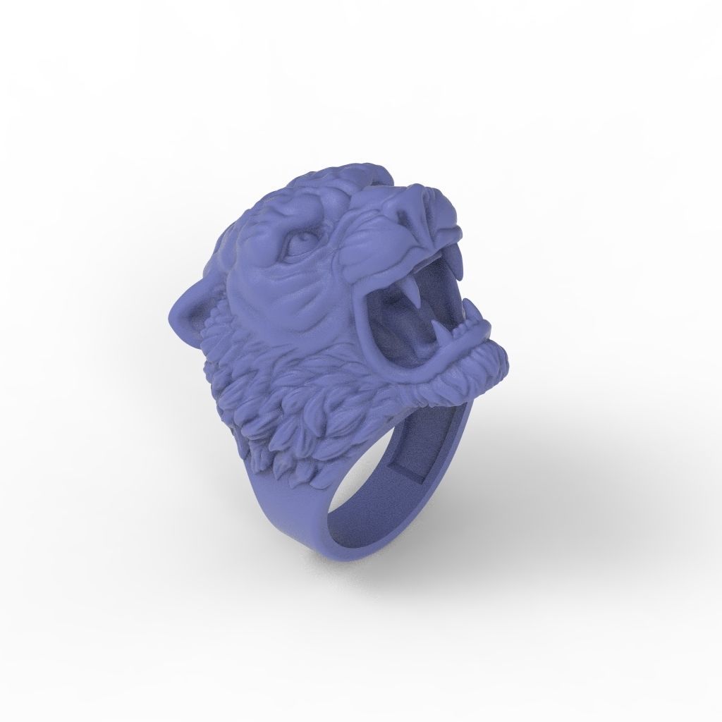 Ring tiger head stl obj 3D print model_18