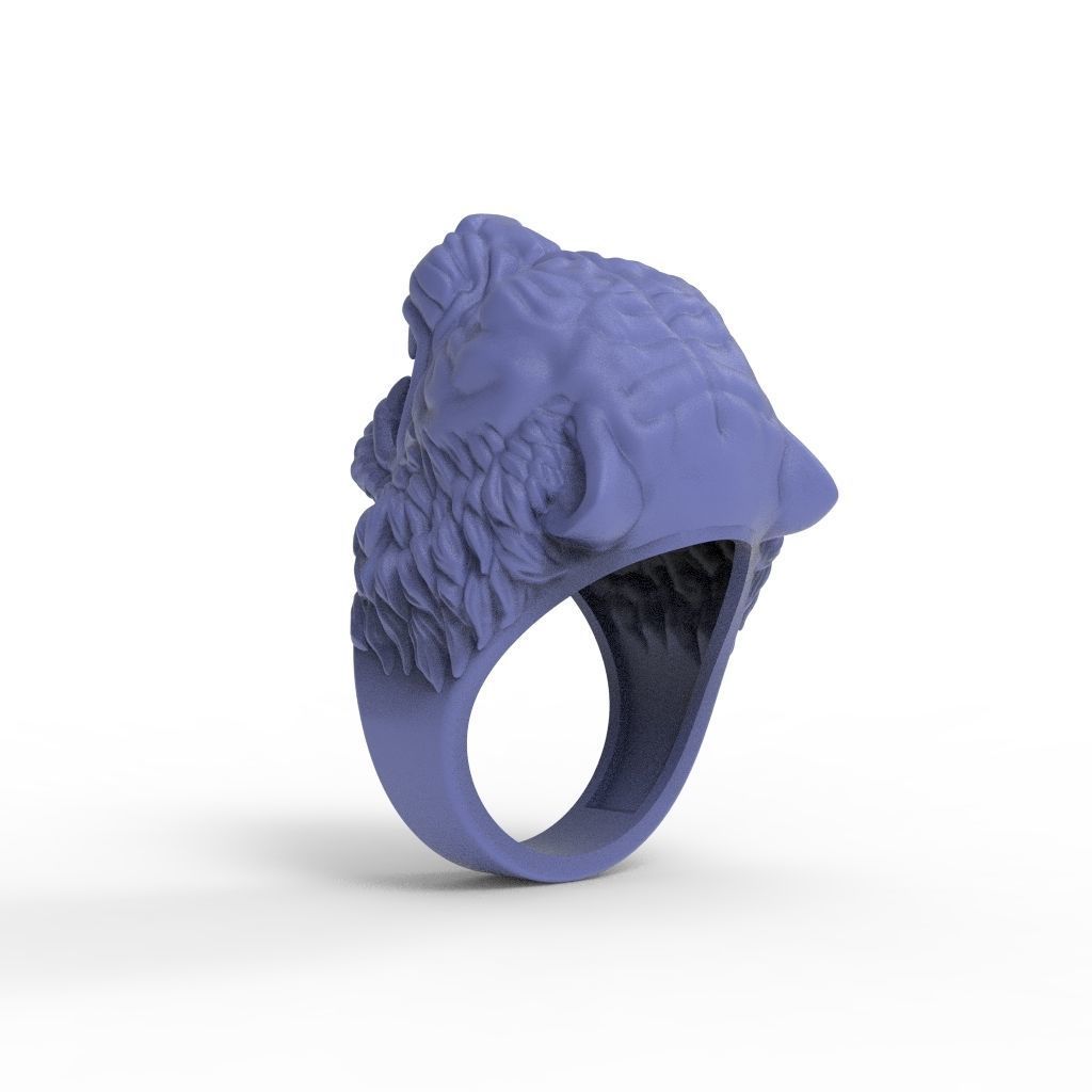 Ring tiger head stl obj 3D print model_14