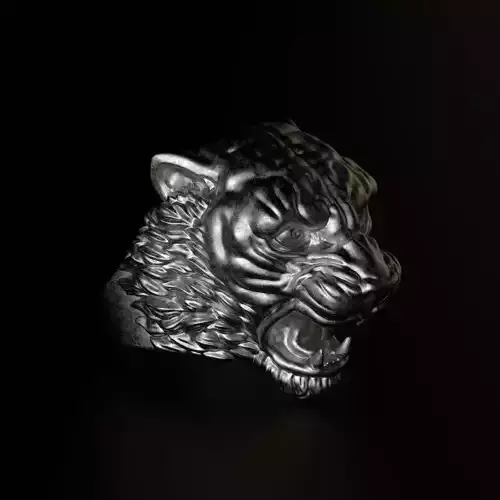 Ring tiger head stl obj