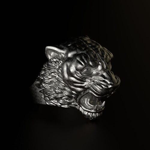 Ring tiger head stl obj 3D print model