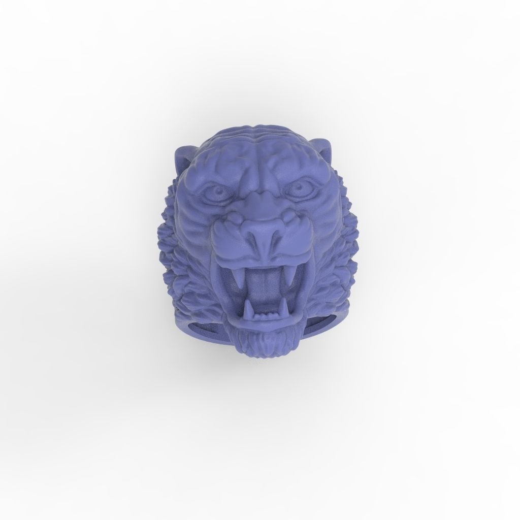 Ring tiger head stl obj 3D print model_10