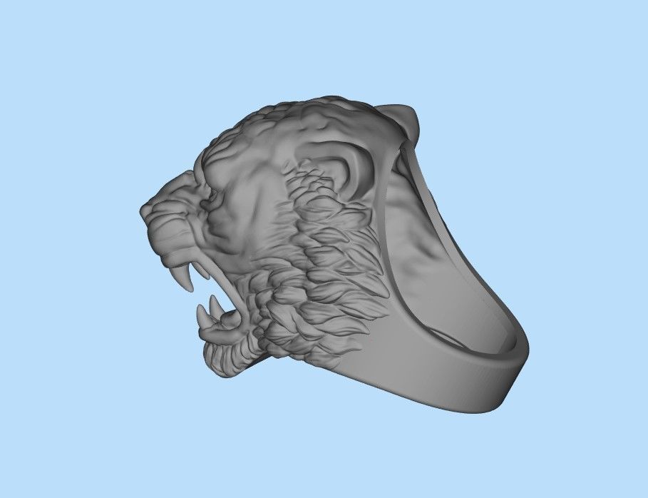Ring tiger head stl obj 3D print model_23