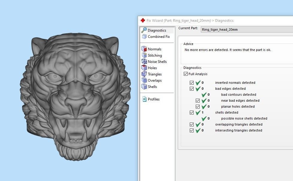 Ring tiger head stl obj 3D print model_7