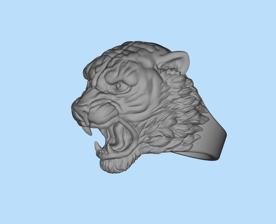 Ring tiger head stl obj 3D print model_24