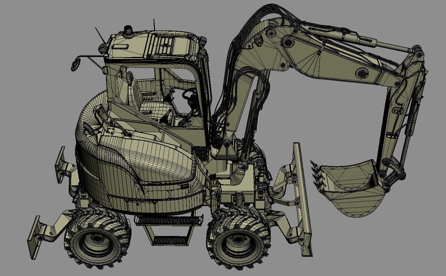 Wheeled Excavator Komatsu PW98MR-8 3D model_36