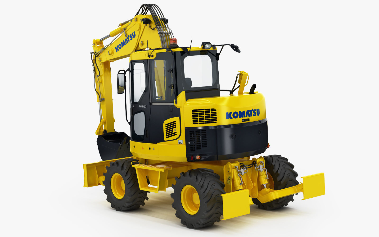 Wheeled Excavator Komatsu PW98MR-8 3D model_14