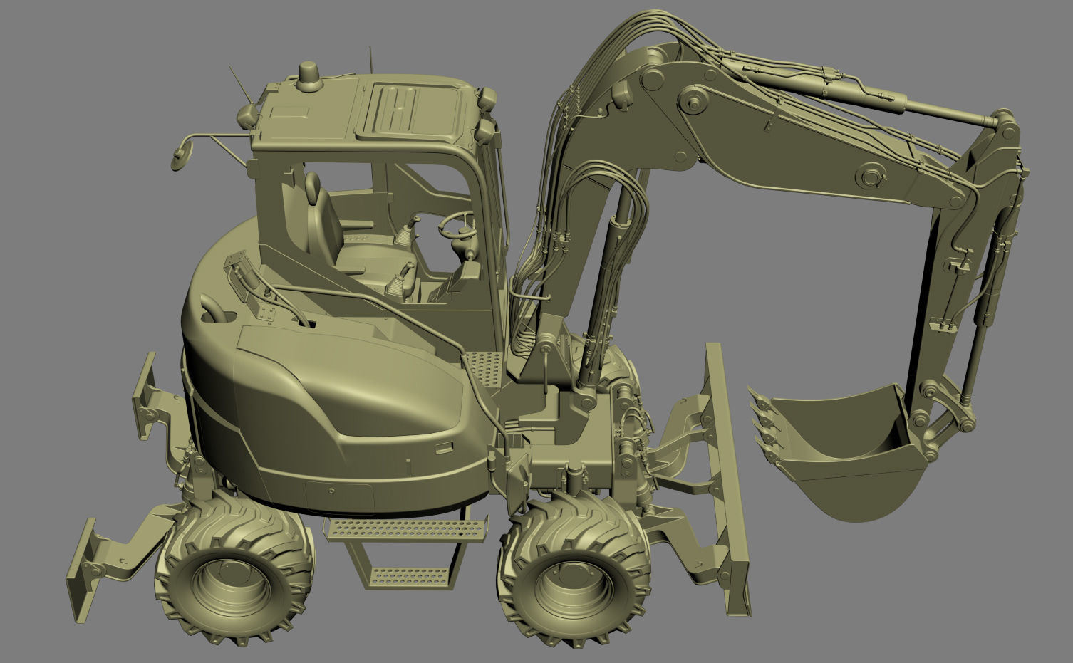 Wheeled Excavator Komatsu PW98MR-8 3D model_35
