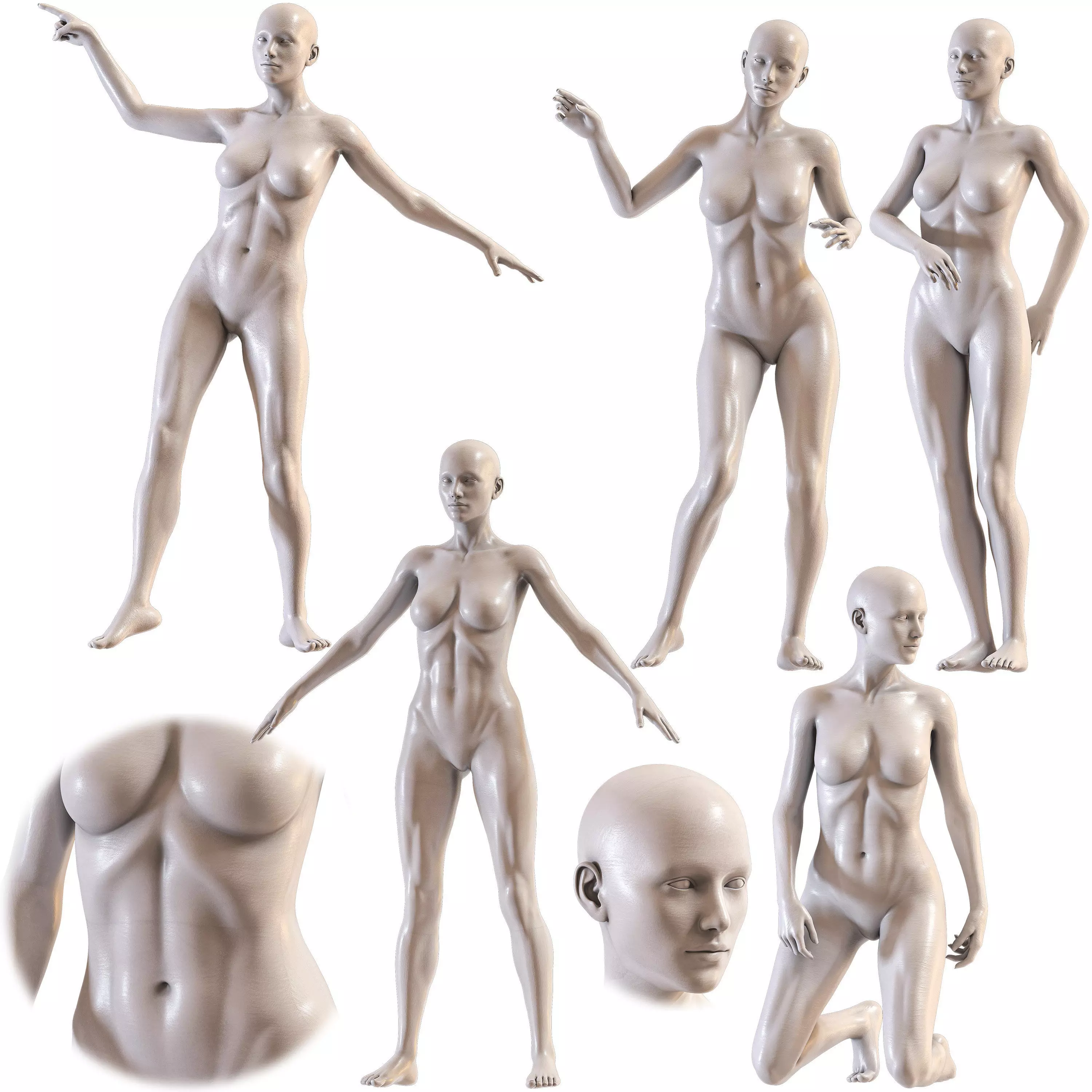 Female mannequin collection vol 04 Pbr Low Poly Low-poly 3D model_0