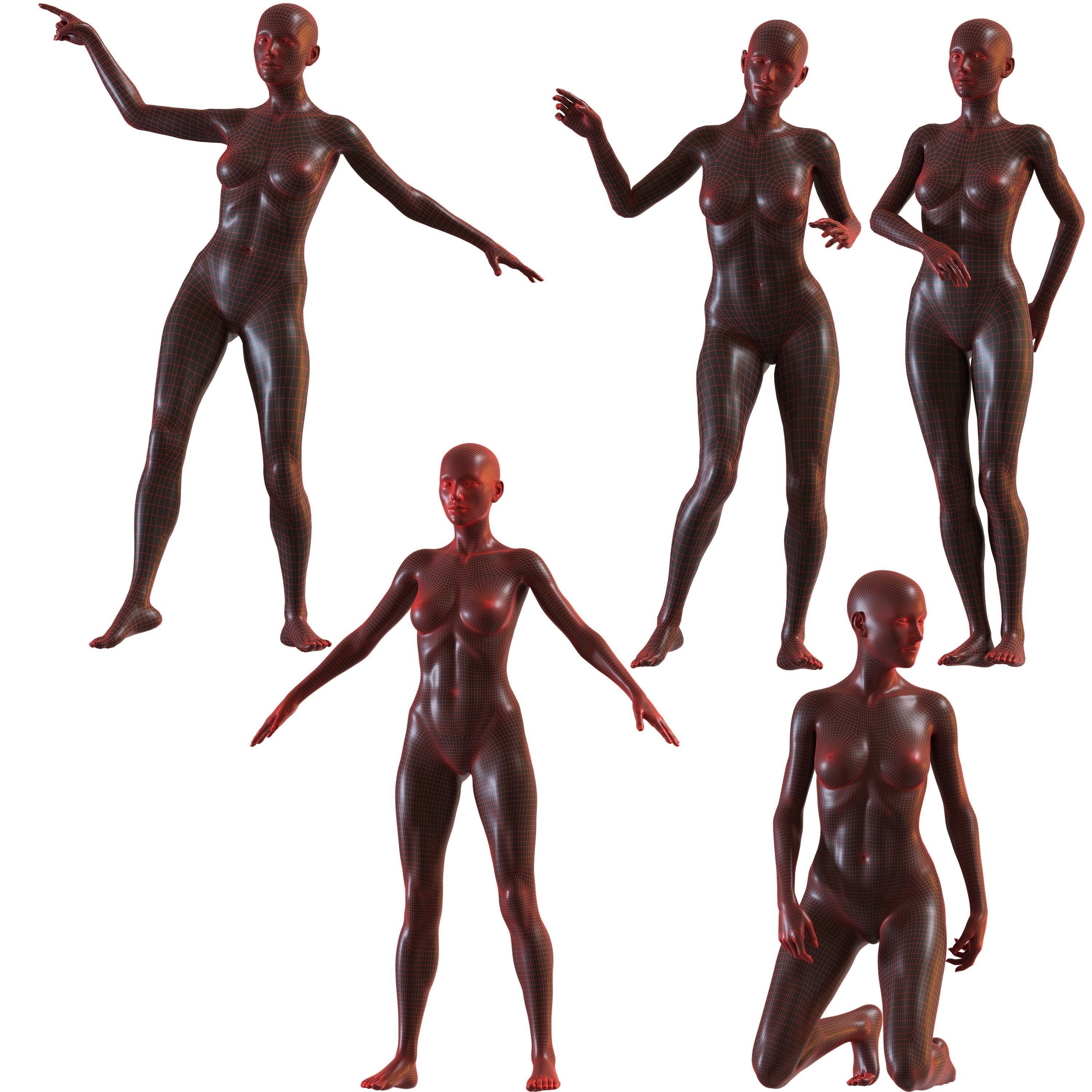 Female mannequin collection vol 04 Pbr Low Poly Low-poly 3D model_3