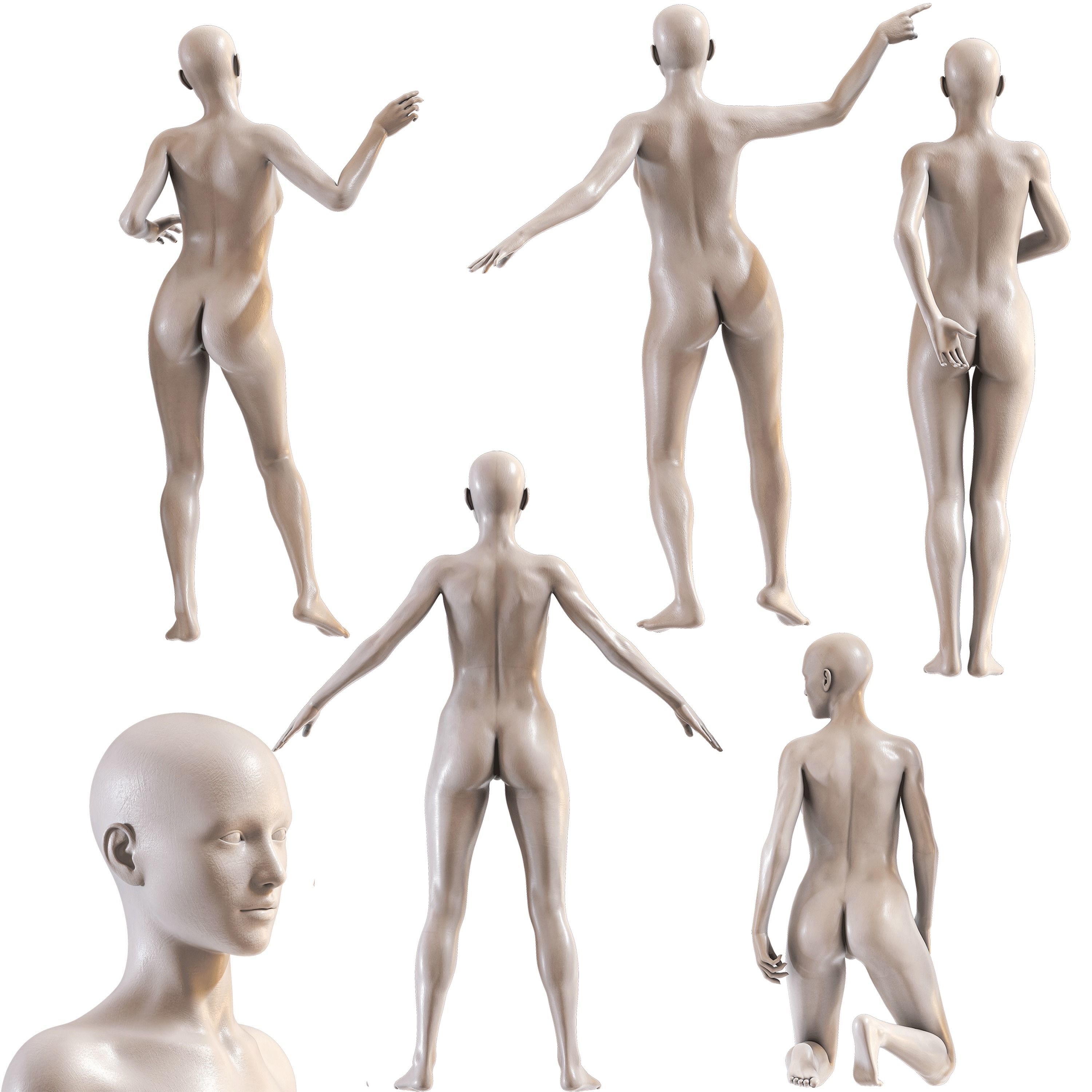 Female mannequin collection vol 04 Pbr Low Poly Low-poly 3D model_1