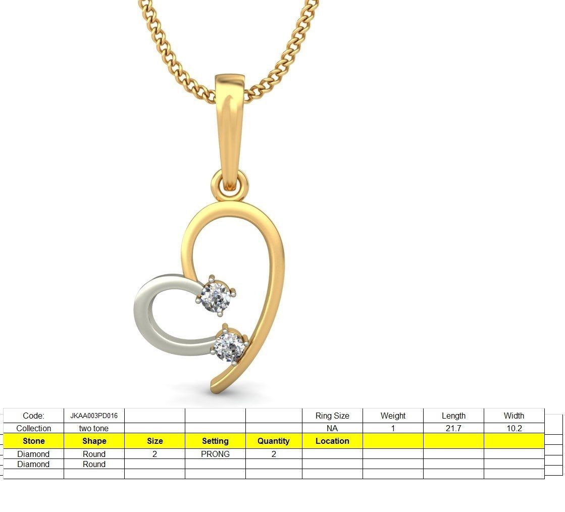 Solitaire Women Heart Pendant 3dm STL OBJ FBX Renders Details 3D print model_2