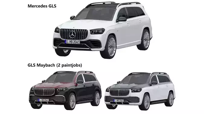  Mercedes GLS and Mercedes GLS Maybach -2 paintjobs 3D Model Collection