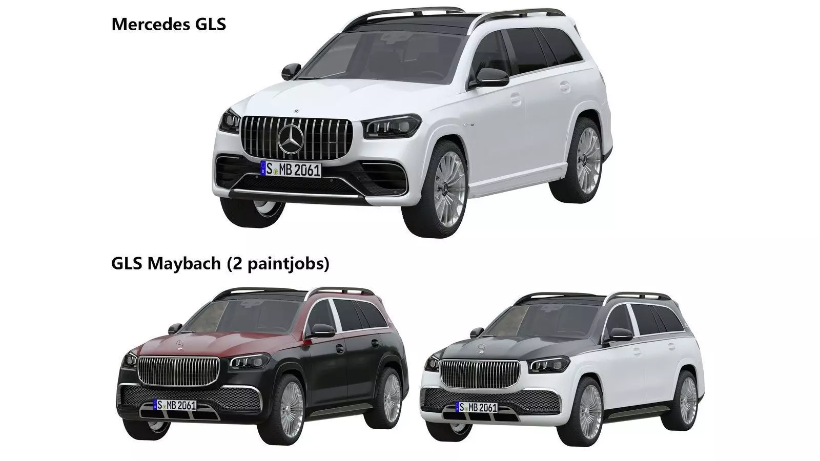  Mercedes GLS and Mercedes GLS Maybach -2 paintjobs 3D Model Collection_0