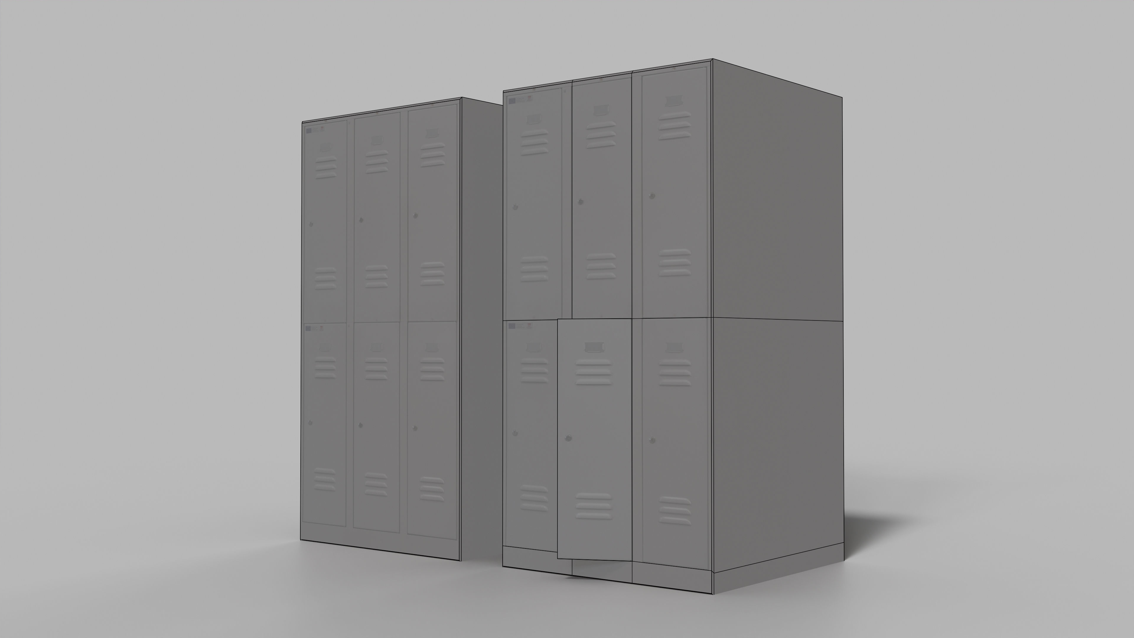 Locker cabinet Low-poly 3D model_10
