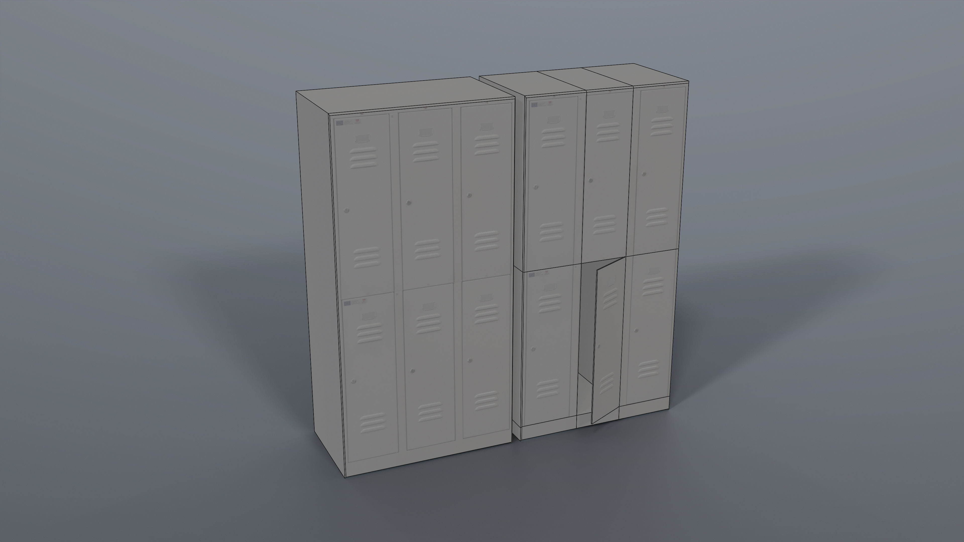 Locker cabinet Low-poly 3D model_2